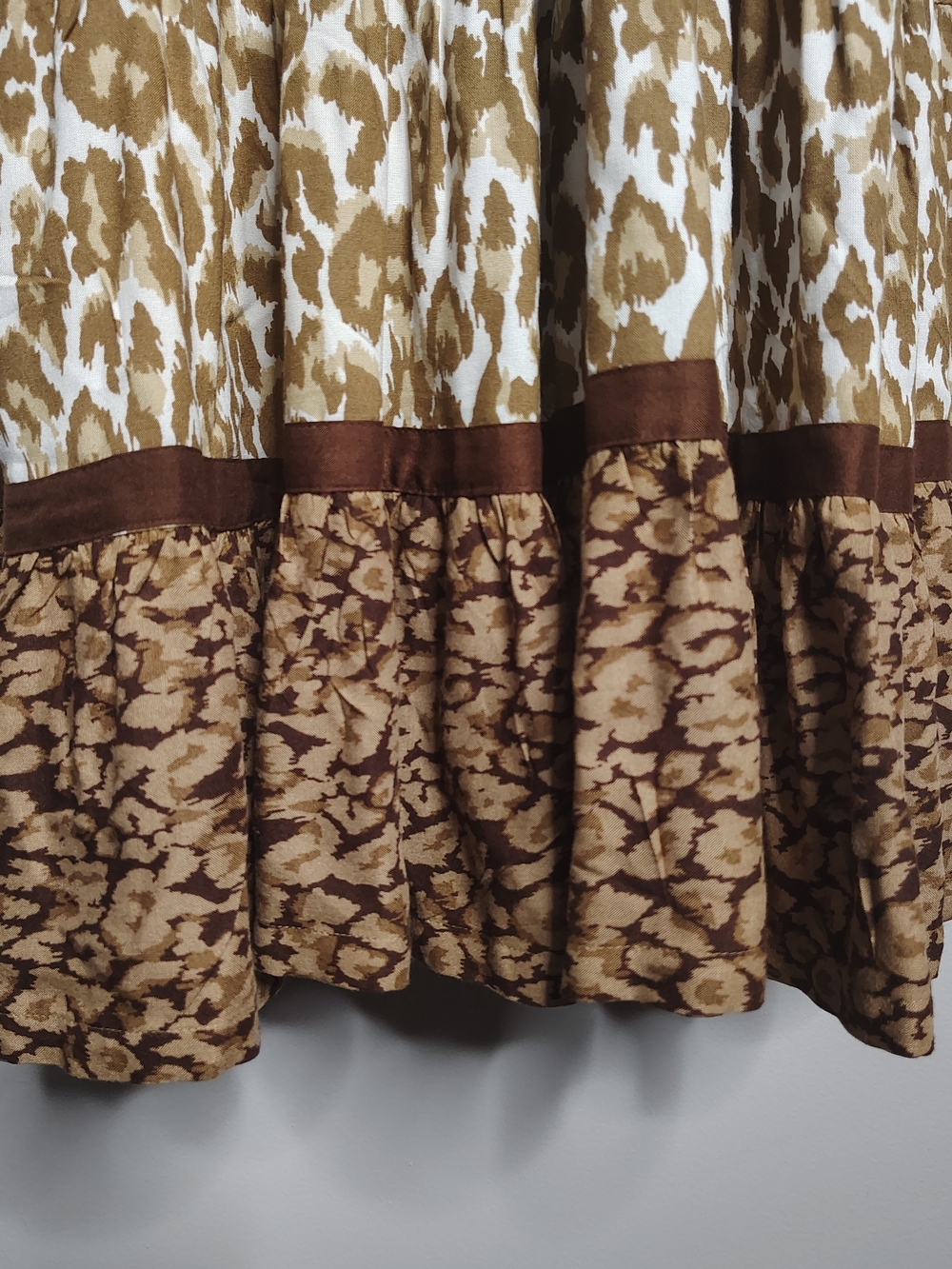 Soft Surroundings Dress Kara Tiered Midi Mocha Tan Leopard Animal Small NWT - Picture 3 of 9